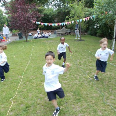 children running across the field